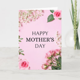 Tarjeta Festiva Elegante Floral Rosa Día de la Madre Feliz