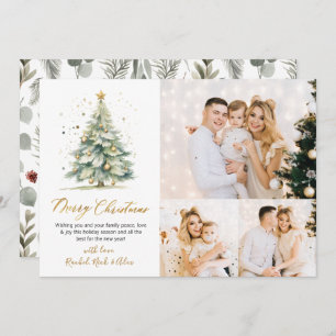 Tarjeta Festiva Elegante Foliage Christmas Tree 3 Multi Photo