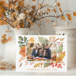 Tarjeta Festiva Elegante Foliage familiar de Acción de Gracias Fal