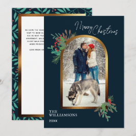 Tarjeta Festiva Elegante follaje de invierno Arco personalizado Fo