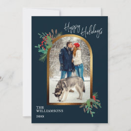Tarjeta Festiva Elegante follaje de invierno Foto personalizada Fe