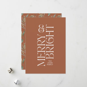 Tarjeta Festiva Elegante follaje marrón tipografía minimalista mod
