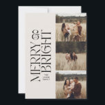 Tarjeta Festiva Elegante follaje natural moderno minimalista multi<br><div class="desc">Elegante multifoto moderna de color crema natural minimalista tipografía botánica Merry y Navidades brillantes tarjeta plana de vacaciones.</div>