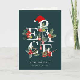 Tarjeta Festiva Elegante Follaje Navideño Rojiverde Pacífico Rústi