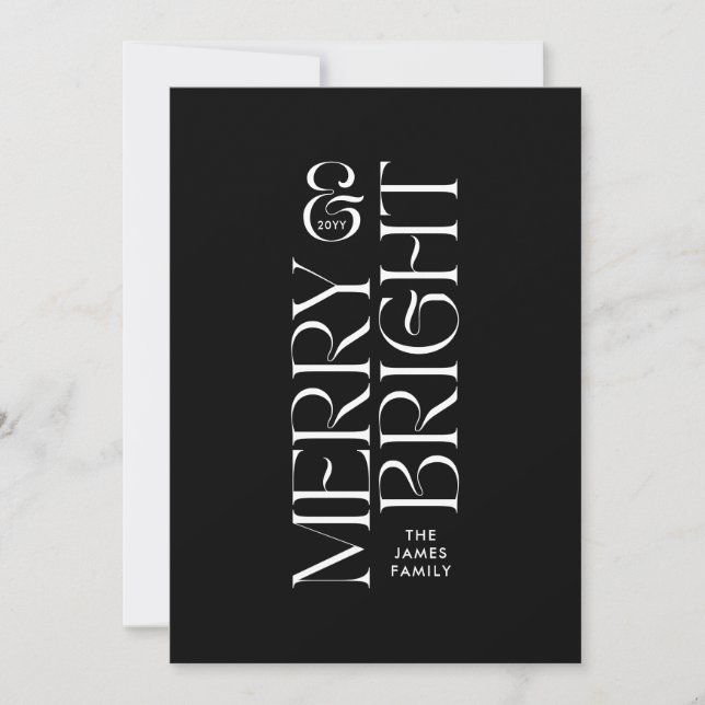 Tarjeta Festiva Elegante follaje negro moderno tipografía mínima (Anverso)
