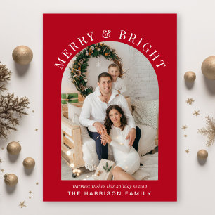 Tarjeta Festiva Elegante foto arca mora Navidades rojos brillantes