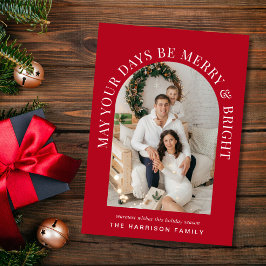 Tarjeta Festiva Elegante foto arca mora Navidades rojos brillantes