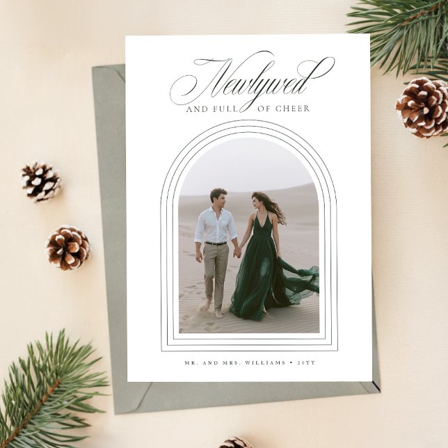 Tarjeta Festiva Elegante foto arca recién casados con Navidades (Subido por el creador)