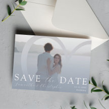 Elegante foto Boda Corazón de Azul Polvoriento y P
