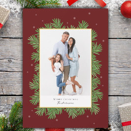 Tarjeta Festiva Elegante foto botánica de Navidades rojos de Borgo