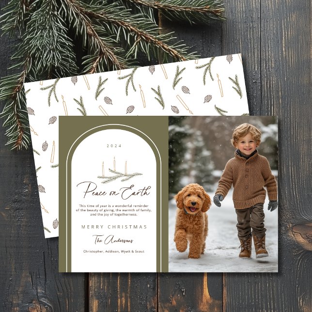 Tarjeta Festiva Elegante foto botánica de paz en la Tierra (Shown on a 5" x 7" card)