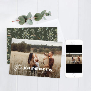 Tarjeta Festiva Elegante foto botánica moderna minimalista de colo