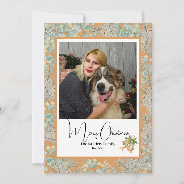 Tarjeta Festiva Elegante foto botánica vtg Navidades Arena del des (Anverso)