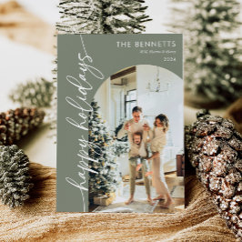 Tarjeta Festiva Elegante foto de Arco Boho Happy Holidays