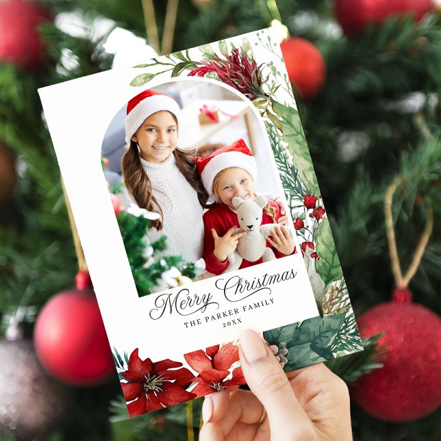 Tarjeta Festiva Elegante foto de arco botánico navideño (Subido por el creador)