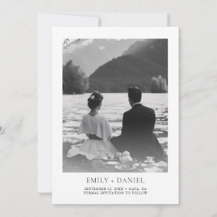 Tarjeta Festiva Elegante Foto de Boda Moderna Save the Date