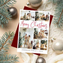 Elegante foto de caligrafía navideña de color rojo