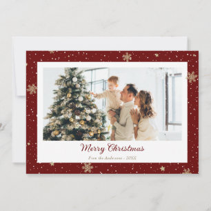 Tarjeta Festiva Elegante foto de copo de nieve rojo Fantásticas ta
