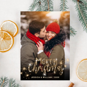 Tarjeta Festiva Elegante foto de Golden Sparkle Christmas