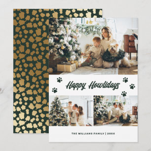 Tarjeta Festiva Elegante foto de Green Gold Happy Howlidays