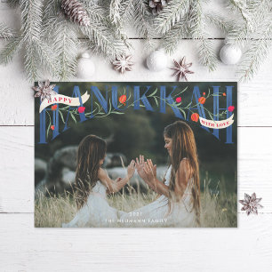 Tarjeta Festiva Elegante foto de Hanukkah escrita a mano por Serif
