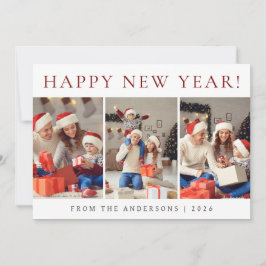 Tarjeta Festiva Elegante foto de la familia de Año Nuevo Feliz