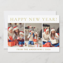 Tarjeta Festiva Elegante foto de la familia de Año Nuevo Feliz