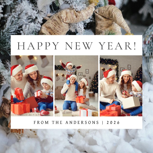 Tarjeta Festiva Elegante foto de la familia de Año Nuevo Feliz (Subido por el creador)