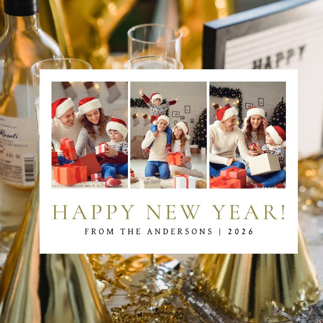 Tarjeta Festiva Elegante foto de la familia de Año Nuevo Feliz (Subido por el creador)