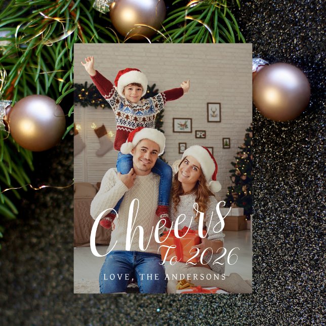 Tarjeta Festiva Elegante foto de la familia de Año Nuevo Feliz (Subido por el creador)