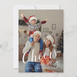 Tarjeta Festiva Elegante foto de la familia de Año Nuevo Feliz