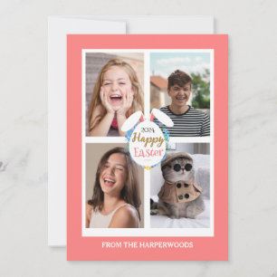 Tarjeta Festiva Elegante foto de la familia de los huevos de Pascu