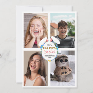 Tarjeta Festiva Elegante foto de la familia de los huevos de Pascu
