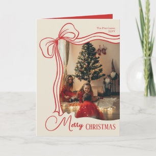 Tarjeta Festiva Elegante foto de la familia de Navidades de la vac