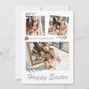 Tarjeta Festiva Elegante foto de la familia Eggs de Pascua