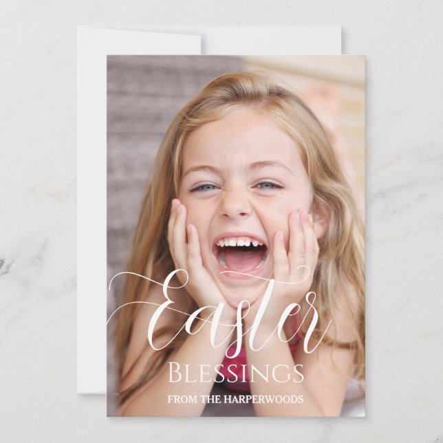 Tarjeta Festiva Elegante foto de la familia Eggs de Pascua (Anverso)