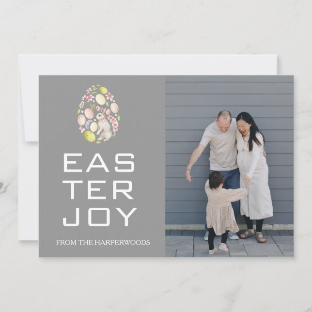 Tarjeta Festiva Elegante foto de la familia Eggs de Pascua (Anverso)