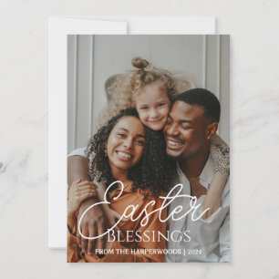 Tarjeta Festiva Elegante foto de la familia Eggs de Pascua