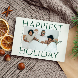 Tarjeta Festiva Elegante foto de la familia verde sabia moderna má