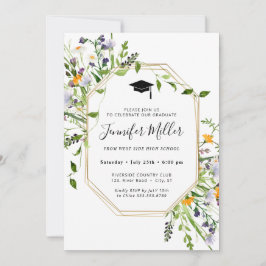 Tarjeta Festiva Elegante foto de la fiesta de graduación floral