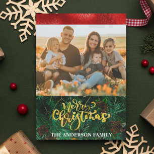 Tarjeta Festiva Elegante foto de moda Navidades manuscritos