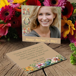 Tarjeta Festiva Elegante foto de MOM del Día de la Madre Floral
