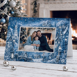Tarjeta Festiva Elegante Foto de Navidad, Paisaje Invernal Mágico 