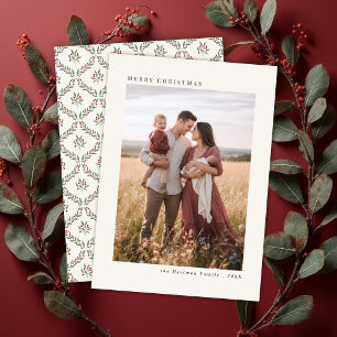 Tarjeta Festiva Elegante foto de Navidades botánicos de Berry