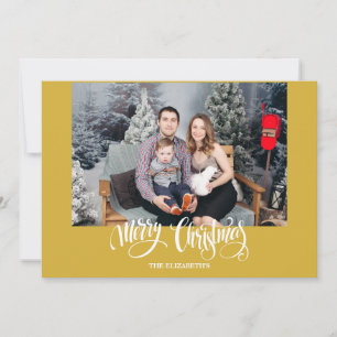Tarjeta Festiva Elegante foto de Navidades de oro modernos