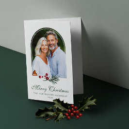 Tarjeta Festiva Elegante foto de Navidades de pino botánico de Ber