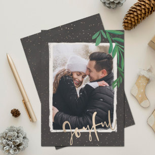 Tarjeta Festiva Elegante foto de Navidades joyosos de oro
