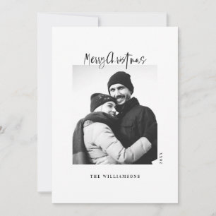 Tarjeta Festiva Elegante foto de Navidades Minimalistas blancos y