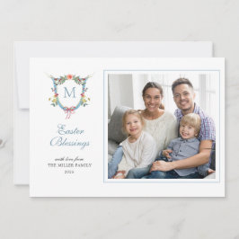 Tarjeta Festiva Elegante foto de Pascua Monogramada