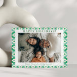 Tarjeta Festiva Elegante foto de Personalizado de Mod azul verde m<br><div class="desc">Elegante patrón de medio siglo en tarjeta de vacaciones fotográfica de Personalizado verde y azul</div>